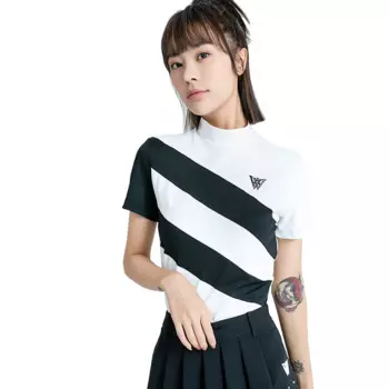 Рубашка для гольфа женская, Быстросохнущий пуловер с воротником средней высоты, топ с цветными вставками, Повседневная футболка с коротким рукавом, на лето