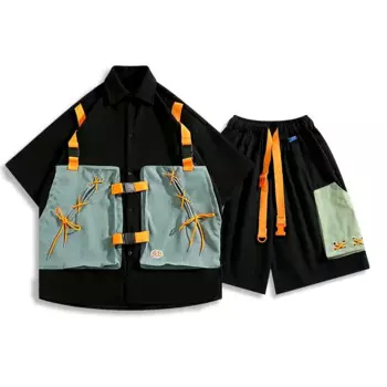 Рубашка-карго мужская оверсайз в стиле хип-хоп