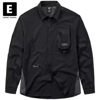 Рубашка-карго Techwear Мужская, блуза с длинным рукавом, куртка в стиле пэчворк, уличная одежда, черный цвет, весна-осень