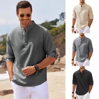 Рубашка мужская деловая с длинным рукавом, 2020