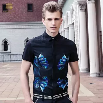 Рубашка мужская летняя с градиентным 3D принтом, 612062