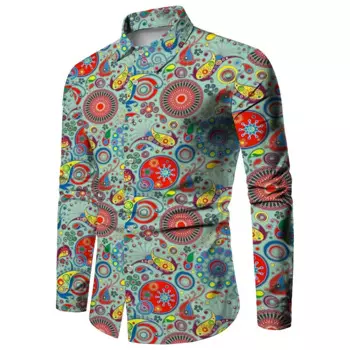Рубашка мужская с длинным рукавом и принтом пейсли, винтажная с 3D-принтом Древнего Вавилона, этническая тотемная графическая одежда для индуизма