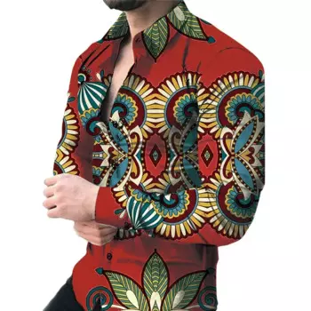 Рубашка мужская с длинным рукавом и принтом Пейсли