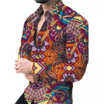 Рубашка мужская с длинным рукавом и принтом Пейсли