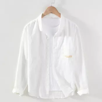 Рубашка мужская с длинным рукавом, из 100% льна