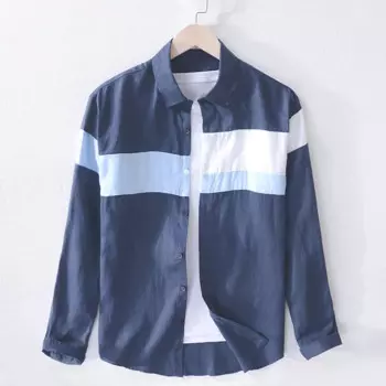 Рубашка мужская с длинным рукавом, из 100% льна