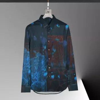 Рубашка мужская с длинным рукавом, с принтом, 2022