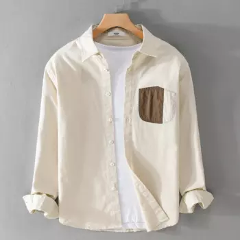 Рубашка мужская с длинным рукавом, утепленная блуза из чистого хлопка, модная удобная брендовая одежда в стиле пэчворк