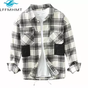 Рубашка мужская с длинным рукавом, в стиле пэчворк