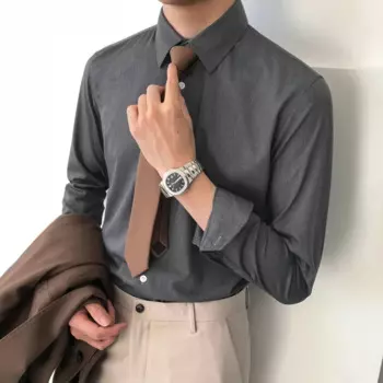 Рубашка мужская с длинным рукавом, весна-осень 2023