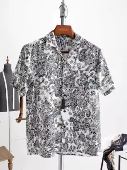 Рубашка мужская с коротким рукавом, из 100% льна