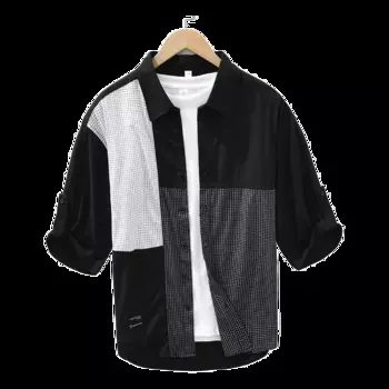 Рубашка мужская с коротким рукавом, в клетку