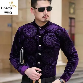 Рубашка мужская, с вельветовой подкладкой, тонкая