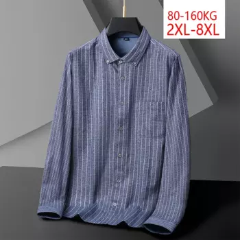 Рубашка мужская в полоску, винтажная блуза с длинным рукавом, свободного покроя, в стиле оверсайз, повседневная одежда для работы, большие размеры