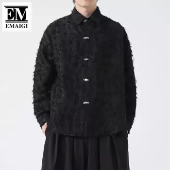 Рубашка оверсайз Мужская/Женская с длинным рукавом, модная блузка в винтажном стиле, повседневный свободный костюм для пар, цвет черный, большие размеры