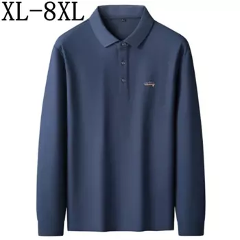 Рубашка-поло мужская из натурального хлопка, свободного покроя, 8XL/7XL/6XL