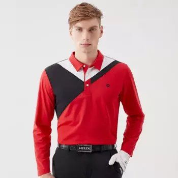 Рубашка-поло мужская с длинным рукавом