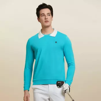 Рубашка-поло мужская с длинным рукавом