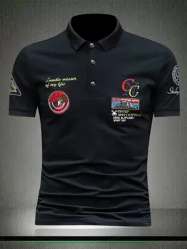 Рубашка-поло высокого качества, Мужская футболка с рукавом до локтя, модная Женская Роскошная летняя новая футболка с вышивкой и коротким рукавом