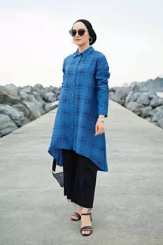 Рубашка с асимметричным вырезом TH-Indigo