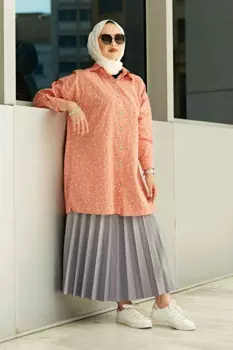 Рубашка с цветочным узором MD-Salmon