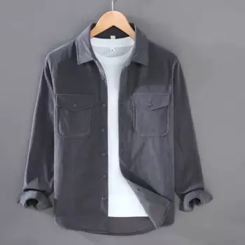 Рубашка с длинным рукавом, Мужская весенне-осенняя американская Повседневная рубашка, Вельветовая рубашка в стиле ретро, мужская куртка