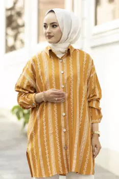 Рубашка с узором MD-горчица