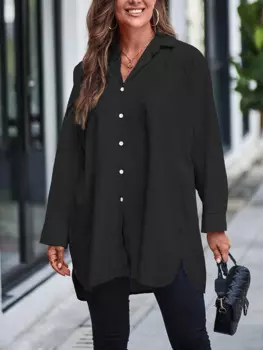 Рубашка женская Повседневная на пуговицах, однотонная хлопковая льняная блузка с лацканами, однобортная сорочка с длинным рукавом, весна-лето