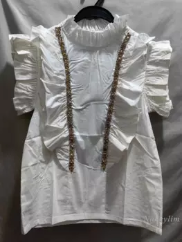 Рубашка женская с оборками на воротнике, х/б