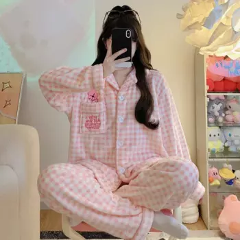 Рубиновый маленький бобер, зимние коралловые флисовые теплые флисовые утепленные хлопковые женские пижамы, шелковые пижамы, женский свободный кардиган, домашняя одежда