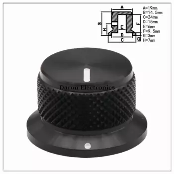 Ручка из алюминиевого сплава 24*15,5 Крышка ручки потенциометра Аудиооборудование Механическое оборудование Крышка поворотной регулировки с круглым отверстием 6 мм