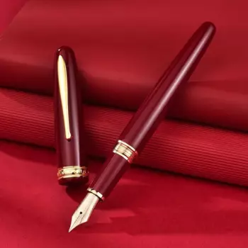 Ручка перьевая Hongdian 1841 из смолы, Iridum EF/F Перо с преобразователем, красная/черная, для офиса, бизнеса, бизнеса
