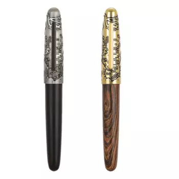 Ручка перьевая Jinhao с тиснением в виде тигра EF/F/M/изогнутое перо, ручка деревянная ручная для офиса