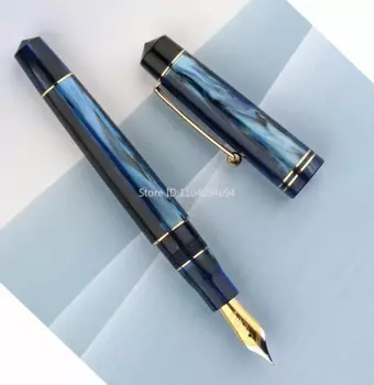 Ручка перьевая MAJOHN 800 из смолы, импортированная из Германии, № 6 с наконечником 35 #0,5 мм и конвертером, подарочная ручка с синим и золотым зажимом для письма