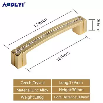 Ручки для шкафов AODEYI хрустальные золотые