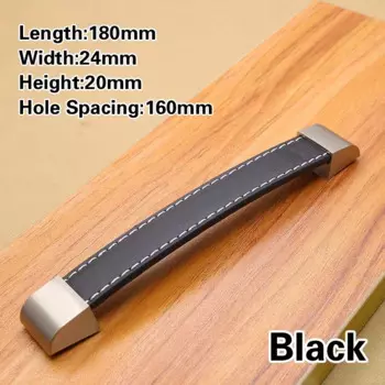 Ручки для шкафов кожаные черные цинковый сплав