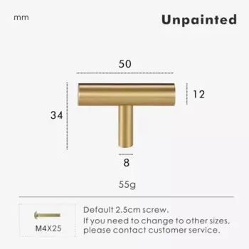 Nurlin необработанная латунь ручки для шкафа