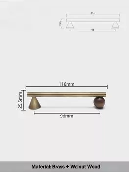 Ручки для шкафов TINYHOB бронза + орех