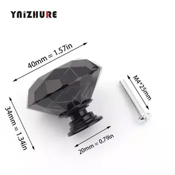 Ручки для шкафов YNIZHURE черные хрустальные
