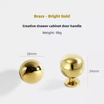 Ручки-ракушки ручки для ящиков шкафов из чистой меди, золотистые зеркальные латунные современные ручки для дверей шкафов, кухонных шкафов