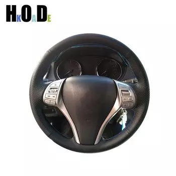 Ручная стежка черный микрофибра кожаный чехол рулевого колеса автомобиля для Nissan Teana Altima 2013-2016 X-Trail QASHQAI Rogue Pulsar