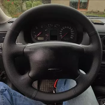 Ручная стежка Кожа из микрофибры Автомобильный чехол на рулевое колесо для Volkswagen VW Golf 4 (IV) Passat B5 Skoda Octavia Автомобильные аксессуары