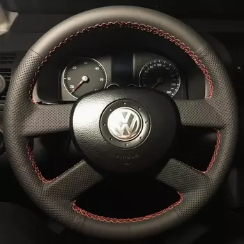 Ручное шитье из микрофибры, нескользящий чехол на руль автомобиля, аксессуары для Volkswagen VW Polo 2003-2006