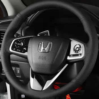 Ручное сшитое черное кожаное покрытие рулевого колеса из микрофибры для Honda Civic 10 2016-2019 CRV CR-V 2017-2019 Clarity 2016-2018