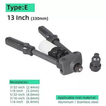 Ручной пистолет для заклепок с двойной ручкой 8/9, 5/13/14/17 дюйма для 3/32-1/4 дюйма 2,4-6,4 мм, сверхмощный Автоматический инструмент для заклепок, экономия усилий