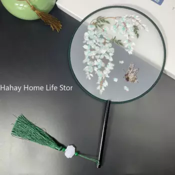 Ручной веер MOONBIFFY шелковый, деревянный