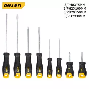 Ручные инструменты для ремонта электрика Deli, набор отверток SLOTTED/Phillips, 2/4/6/8 шт., многофункциональная бытовая магнитная отвертка