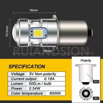 RUIANDSION 1 шт. P13.5S PR2 9 мм лампа 2D 3D 4D Maglite фонарик сменный светодиодный 6000K 4300K 3V 6V 4.5V 2835SMD 500Lm неполярный