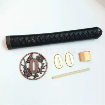Рукоятка Tsuka 26 см, рукоятка из сплава Tsuba, защитная накладка из латуни, Habaki Seppa для реальной японской детской фурнитуры