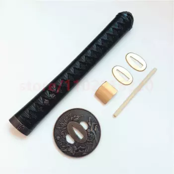 Рукоятка Tsuka 26 см, рукоятка из сплава Tsuba, защитная накладка из латуни, Habaki Seppa для японских реальных японских стандартных фитингов, красивая фурнитура